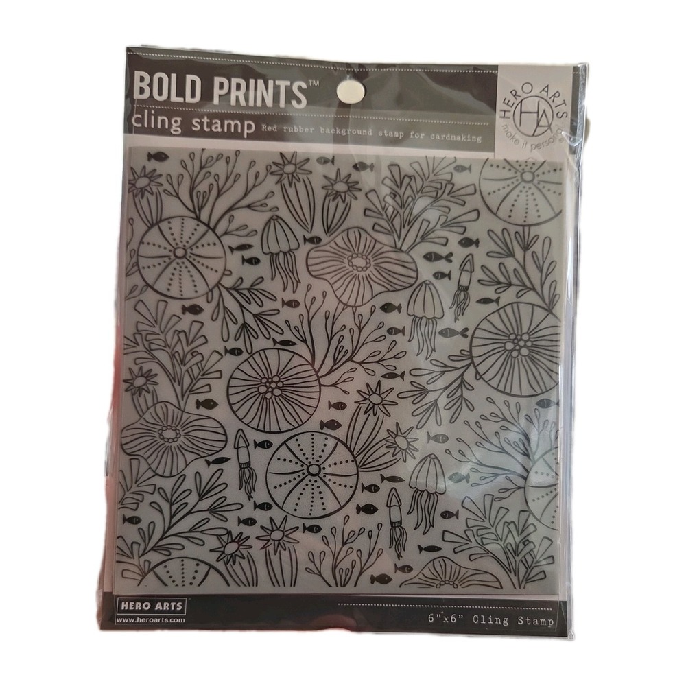 Hero Arts Underwater Pattern 6x6 Background Cling Rubber Stamp Bold Prints